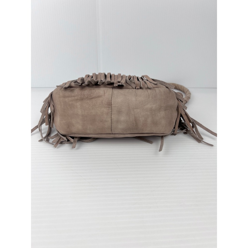 Hugo Boss Orange Taupe Mauve‎ Leather Fringe Wristlet Bag 50197312 Braided Strap - Picture 6 of 9